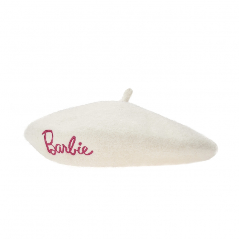 Wool beret hat with BARBIE embroidery