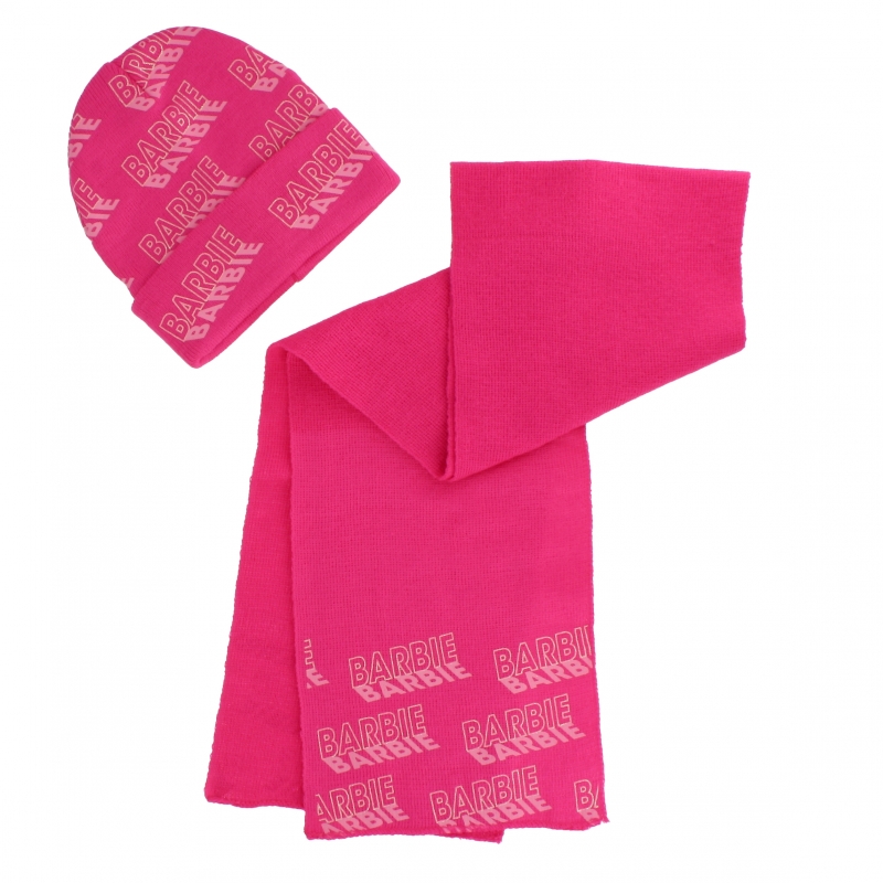 Wintermütze und Schal mit BARBIE-Aufdruck