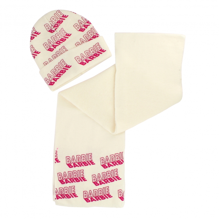 Wintermütze und Schal mit BARBIE-Aufdruck
