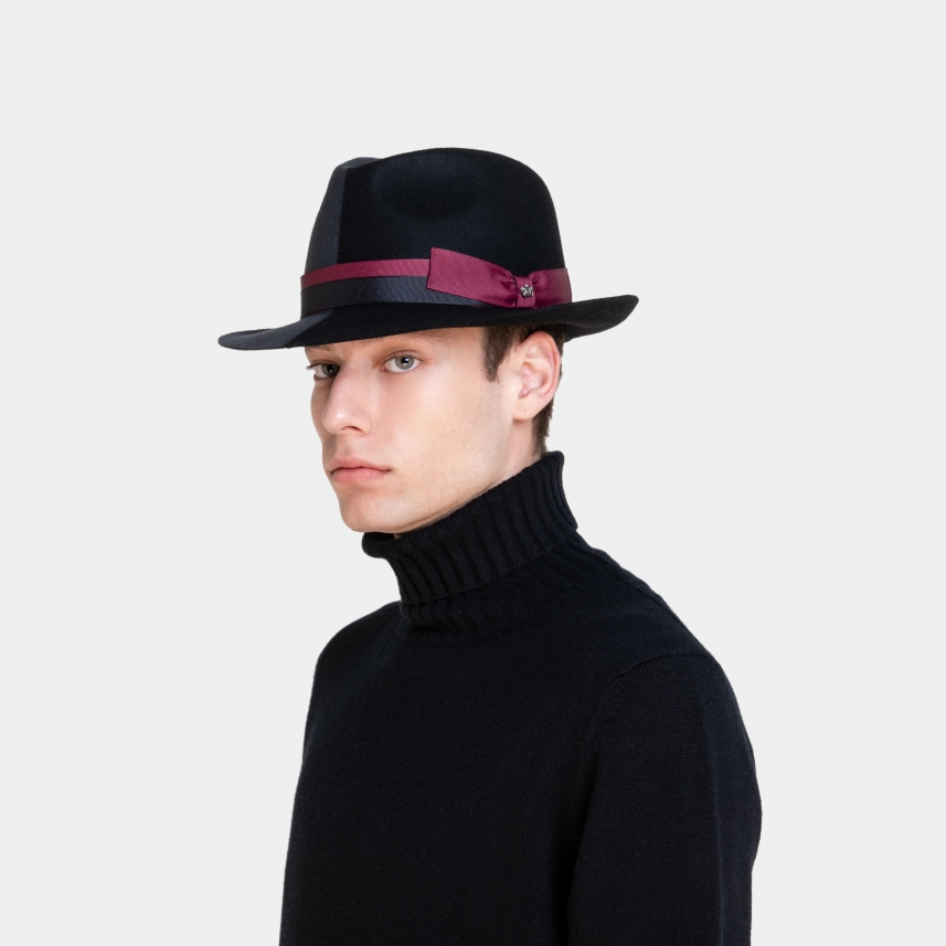 Fedora two-tone felt hat Made in Italy