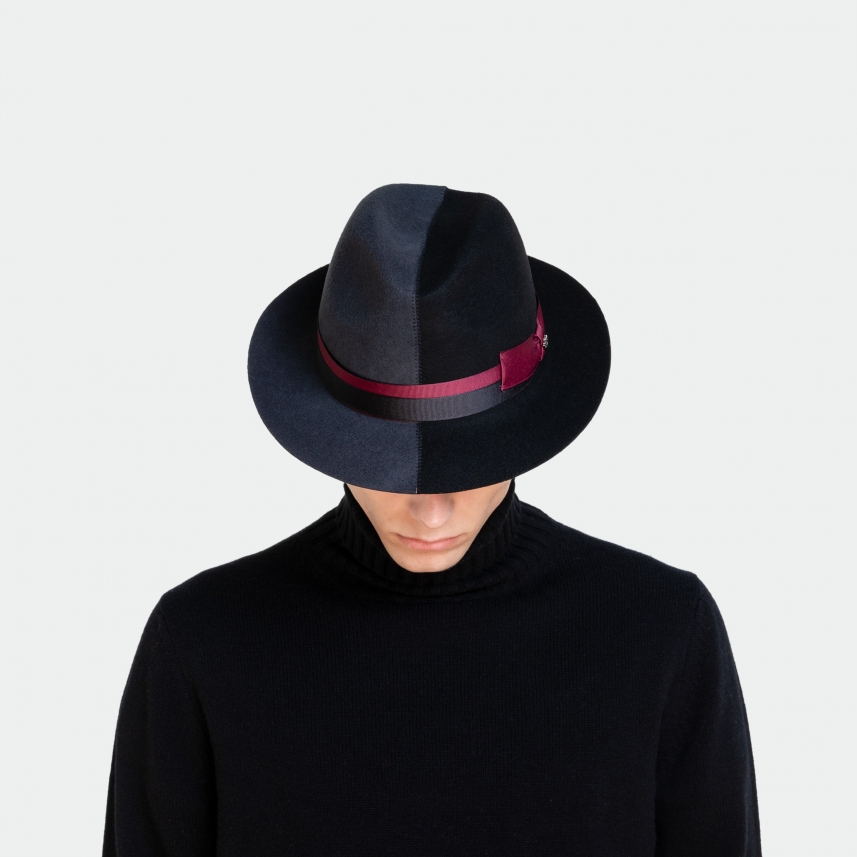 Fedora two-tone felt hat Made in Italy