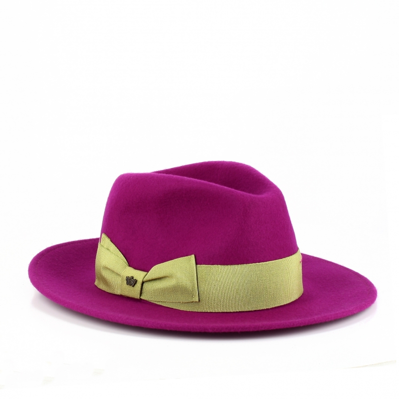 Fedora felt hat with high grosgrain and contrasting details
