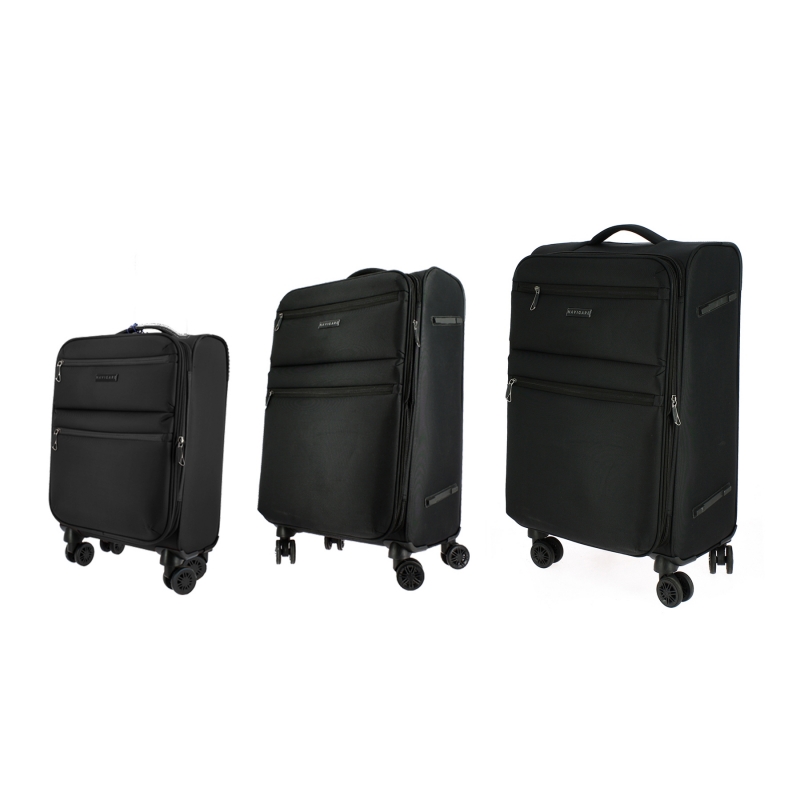 Set of 3 suitcases NAVIGARE soft travel trolley SOFT line 8 wheels