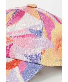 Printed hat with paillettes 100% Made in Italy