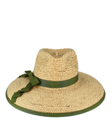 Raffia straw hat Woman 100% natural with zig zag stitching