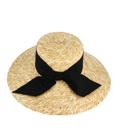 Women's straw hat with wide brim and high ribbon Made in Italy