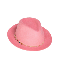 Cappello donna in feltro fiore-gioiello forma Fedora ala stretta