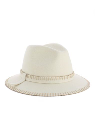 Women's hat in 100% wool felt with brim and saddle stitch