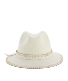 Women's hat in 100% wool felt with brim and saddle stitch