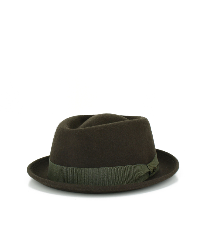 Cappello in feltro Porkpie testa diamante con grosgrain