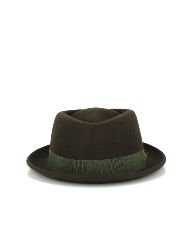 Cappello in feltro Porkpie testa diamante con grosgrain