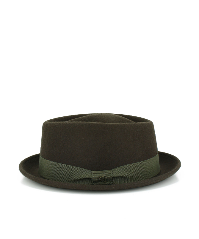 Cappello in feltro Porkpie testa diamante con grosgrain