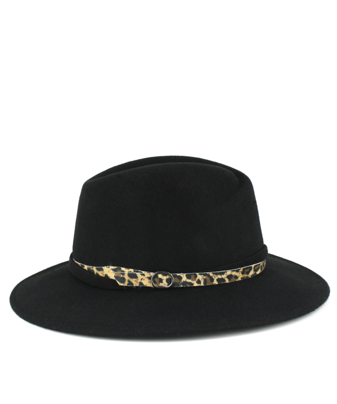 Women's Felt Fedora Hat with Eco-Leather Strap ANIMALIER