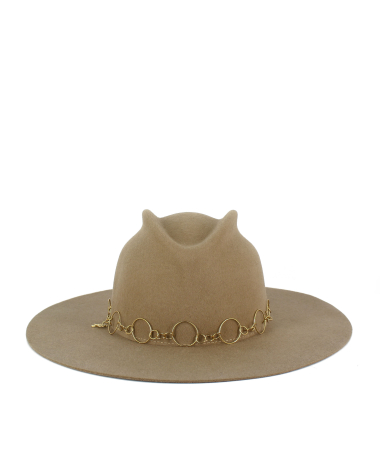 Women's felt hat with flat brim chain Made in Italy