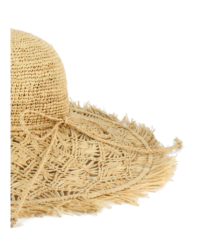 Women's Raffia Hat with Fringes Sun Sea Made in Italy