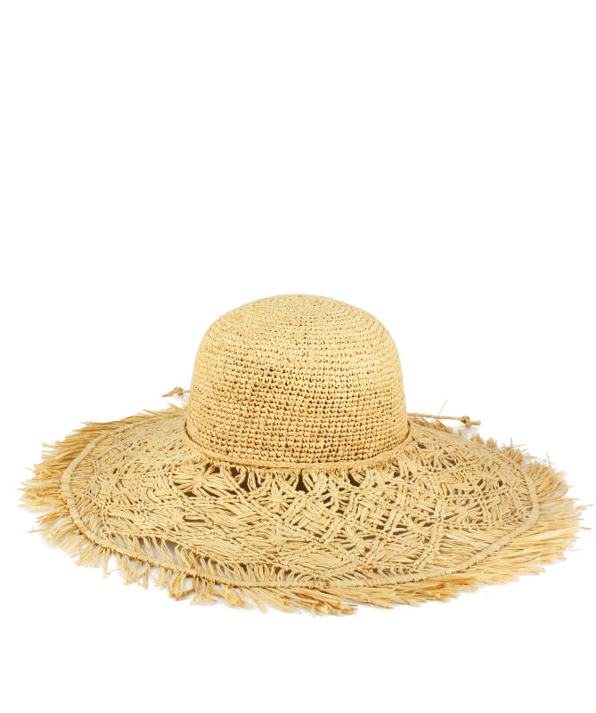 Women's Raffia Hat with Fringes Sun Sea Made in Italy