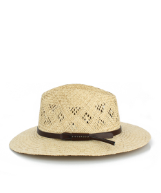 Breathable perforated straw hat with strap