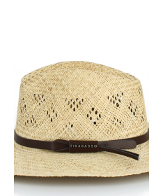 Breathable perforated straw hat with strap