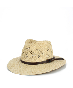 Breathable perforated straw hat with strap