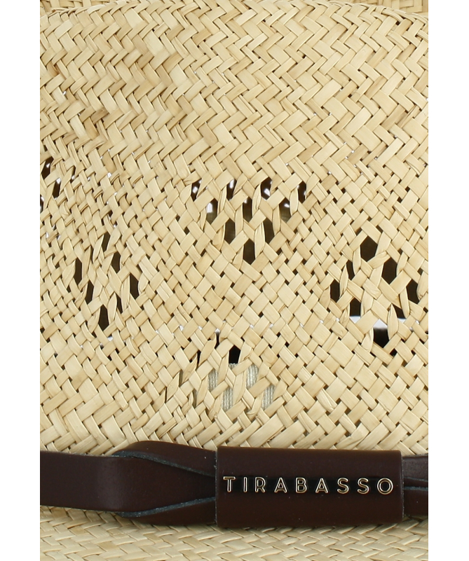 Breathable perforated straw hat with strap