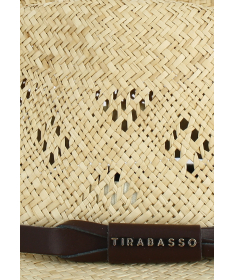Breathable perforated straw hat with strap