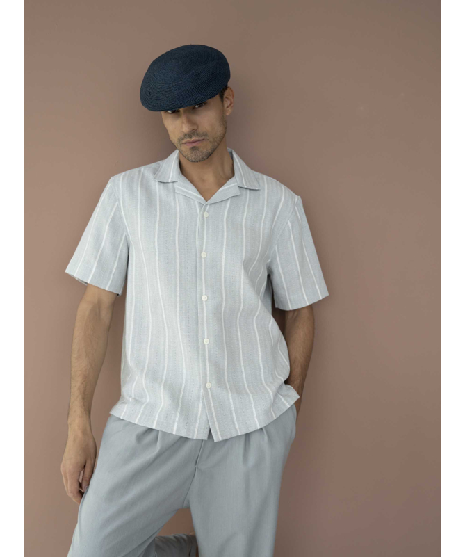 Men's flat cap in breathable grade 1/4 natural raffia