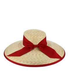 Women's knitted hat with large brim, 7 cm wide, snaps at the back