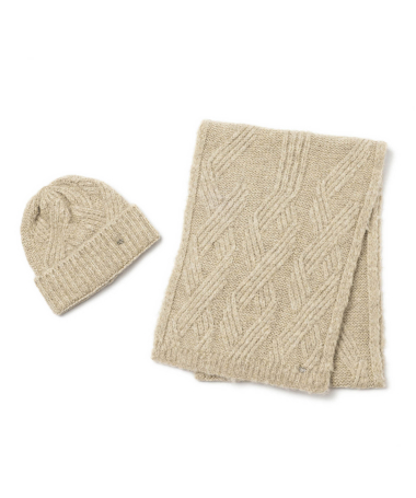 Wool Blend Beanie and Scarf Set Made in Italy