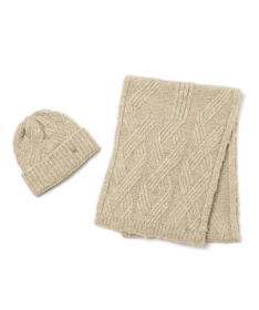 Wool Blend Beanie and Scarf Set Made in Italy
