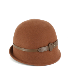 Women's felt cloche hat with strap