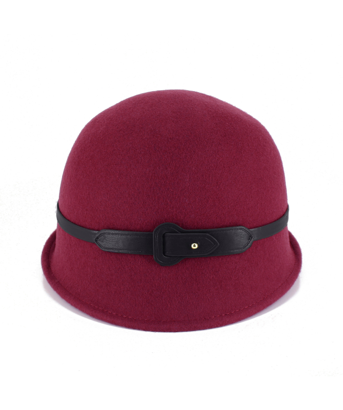 Women's felt cloche hat with strap