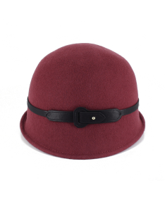 Women's felt cloche hat with strap