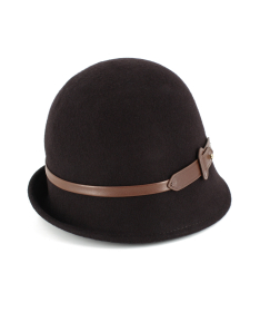 Women's felt cloche hat with strap