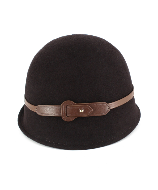 Women's felt cloche hat with strap