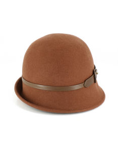 Women's felt cloche hat with strap