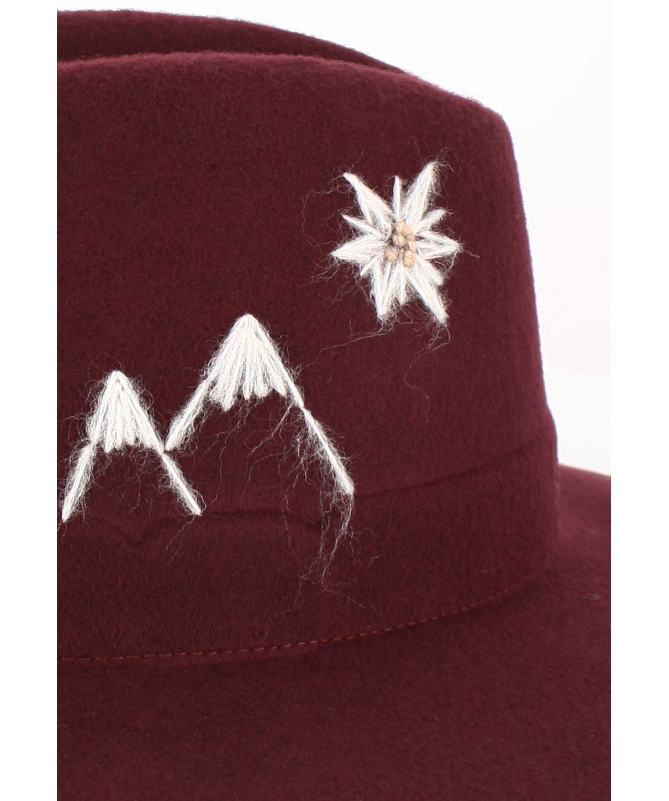 Women's felt hat with hand embroidery, Made in Italy