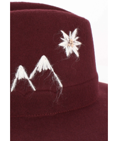 Women's felt hat with hand embroidery, Made in Italy