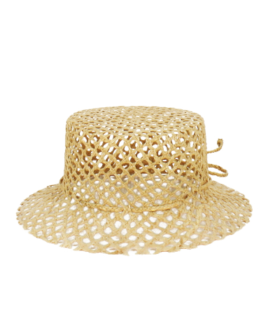 Women's perforated raffia hat, spring/summer, Made in Italy