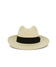 Men's Panama Fedora Hat with Herringbone Pattern Made in Italy