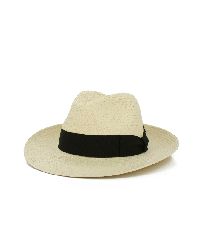 Men's Panama Fedora Hat with Herringbone Pattern Made in Italy