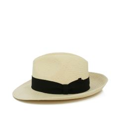 Men's Panama Fedora Hat with Herringbone Pattern Made in Italy