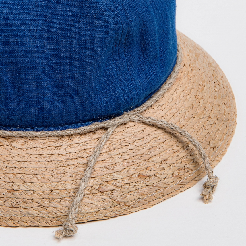 Cappello Donna modello pescatore in rafia e lino