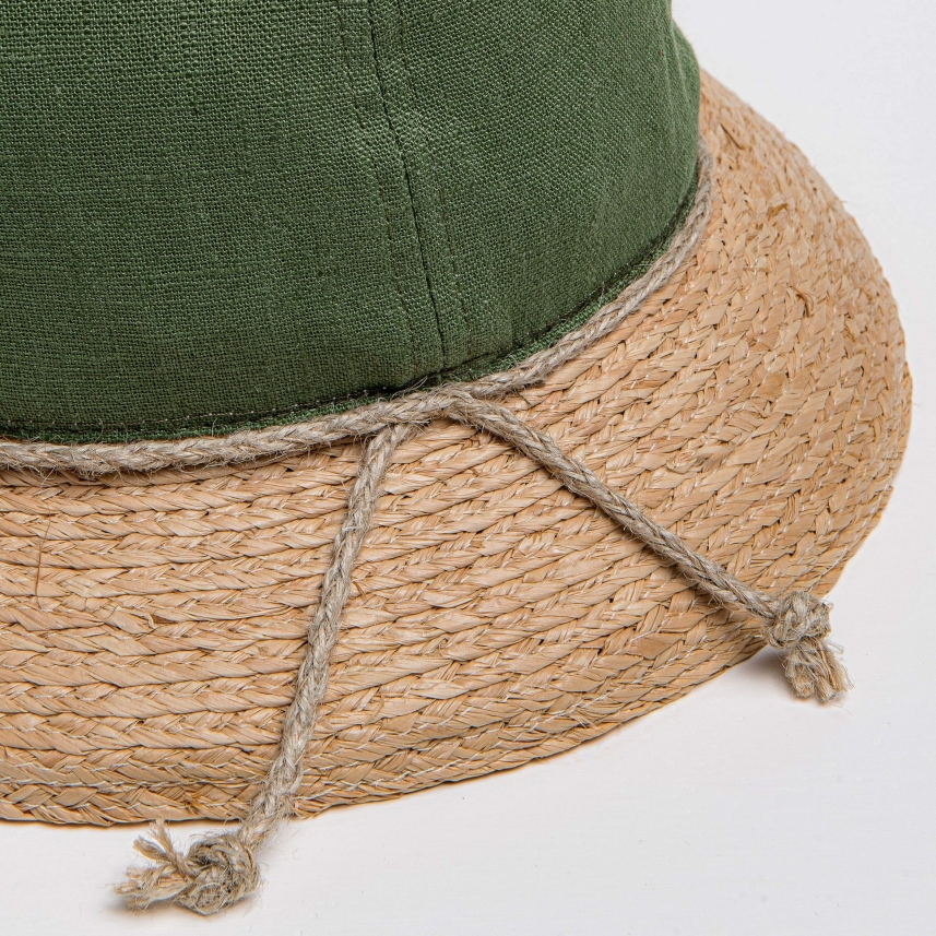 Cappello Donna modello pescatore in rafia e lino