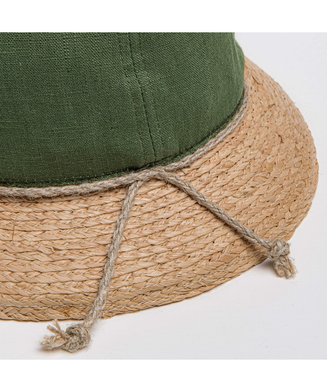 Cappello Donna modello pescatore in rafia e lino
