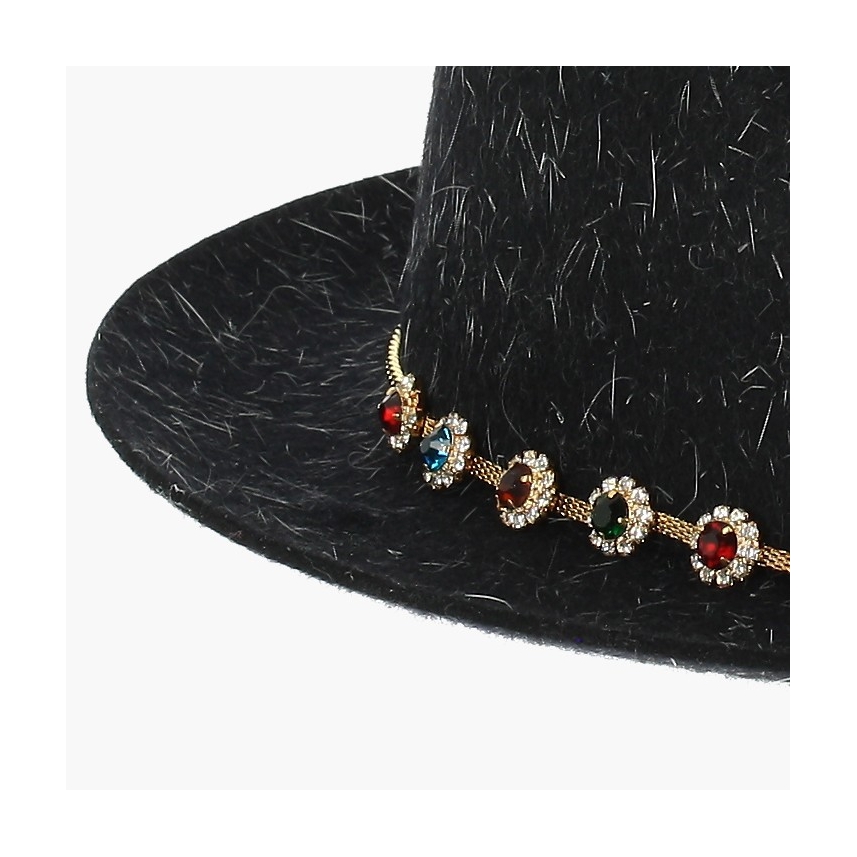 Cappello donna in feltro fiore-gioiello forma Fedora ala stretta