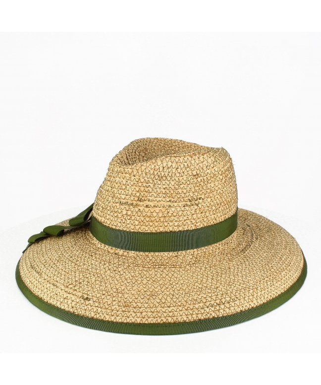 Raffia straw hat Woman 100% natural with zig zag stitching