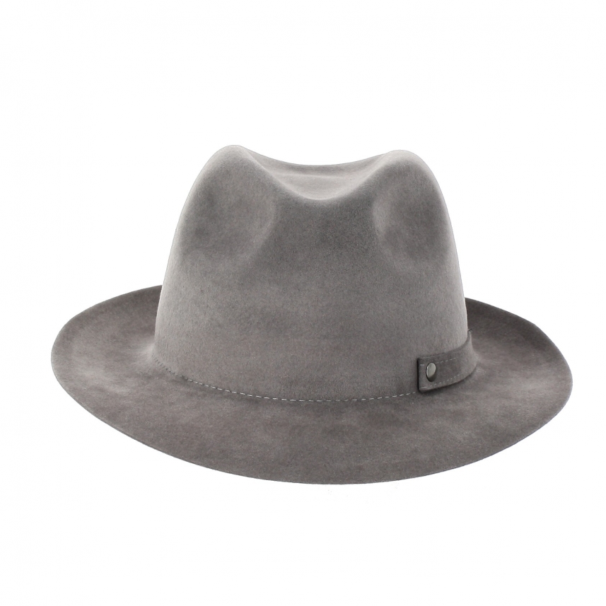 Men's lapin Fedora hat with felt and snaps